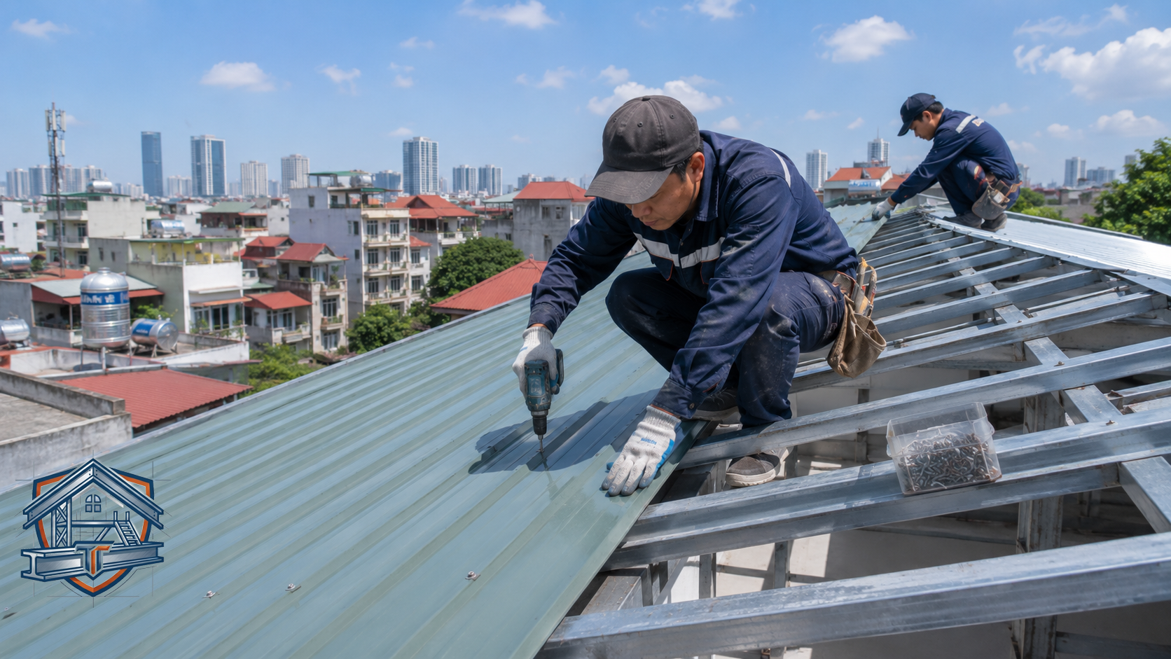 Mái tôn sân thượng hoàn thiện đẹp, thoát nước tốt