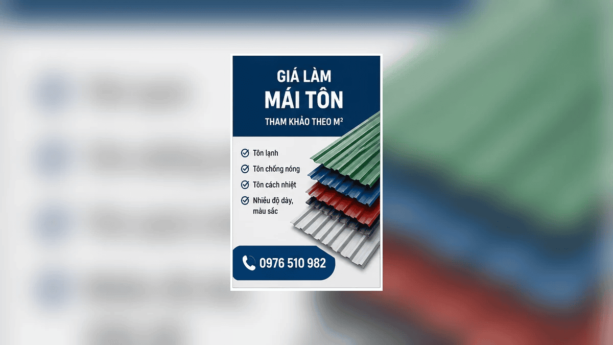 Giá làm mái tôn theo m2 và loại vật liệu sử dụng