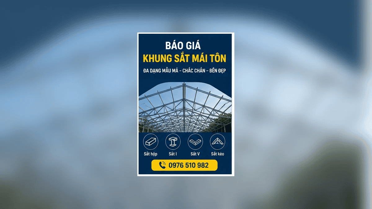 Khung sắt và xà gồ dùng để thi công mái tôn