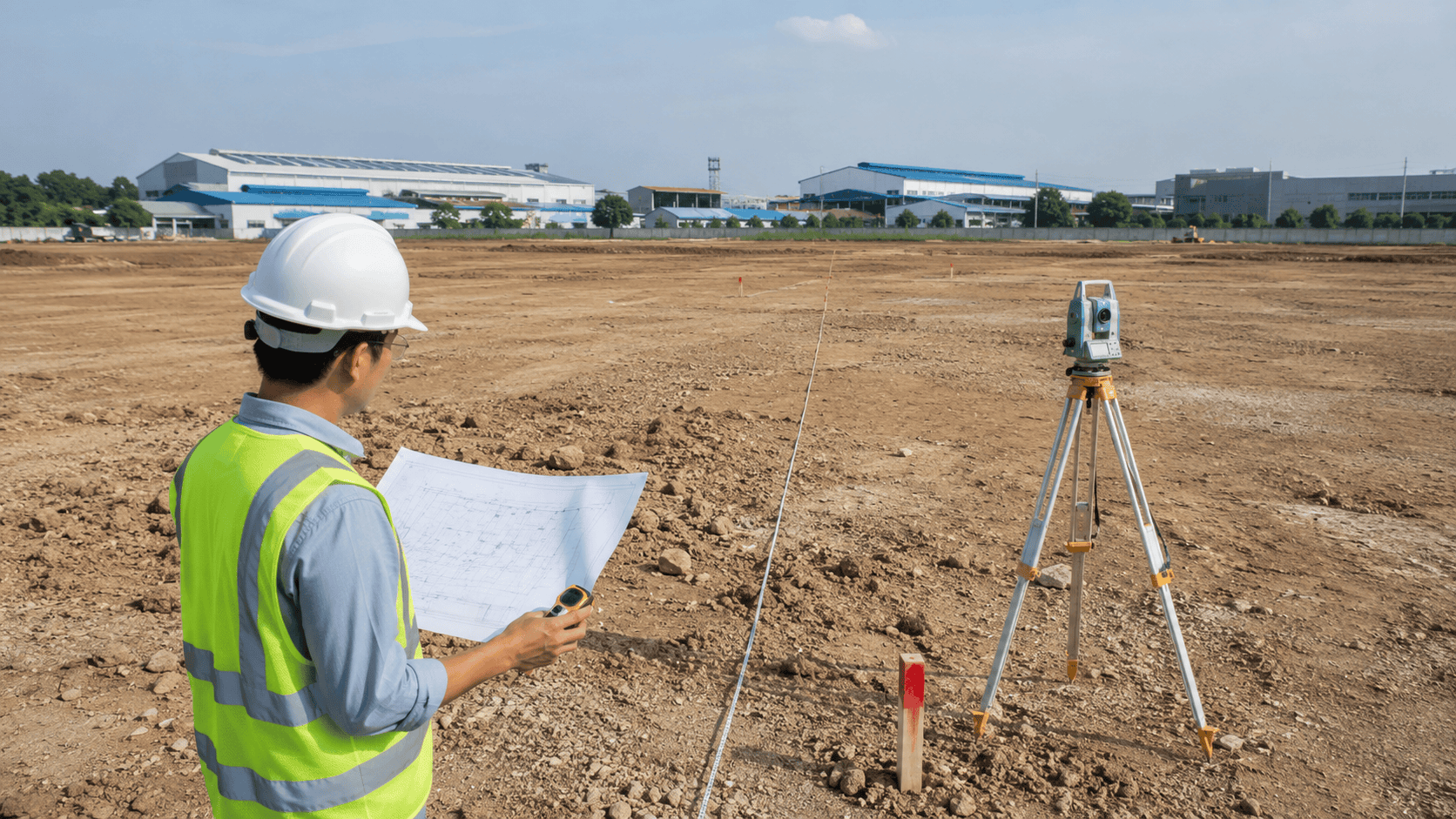 Không gian bên trong nhà xưởng khi khung thép đã được dựng