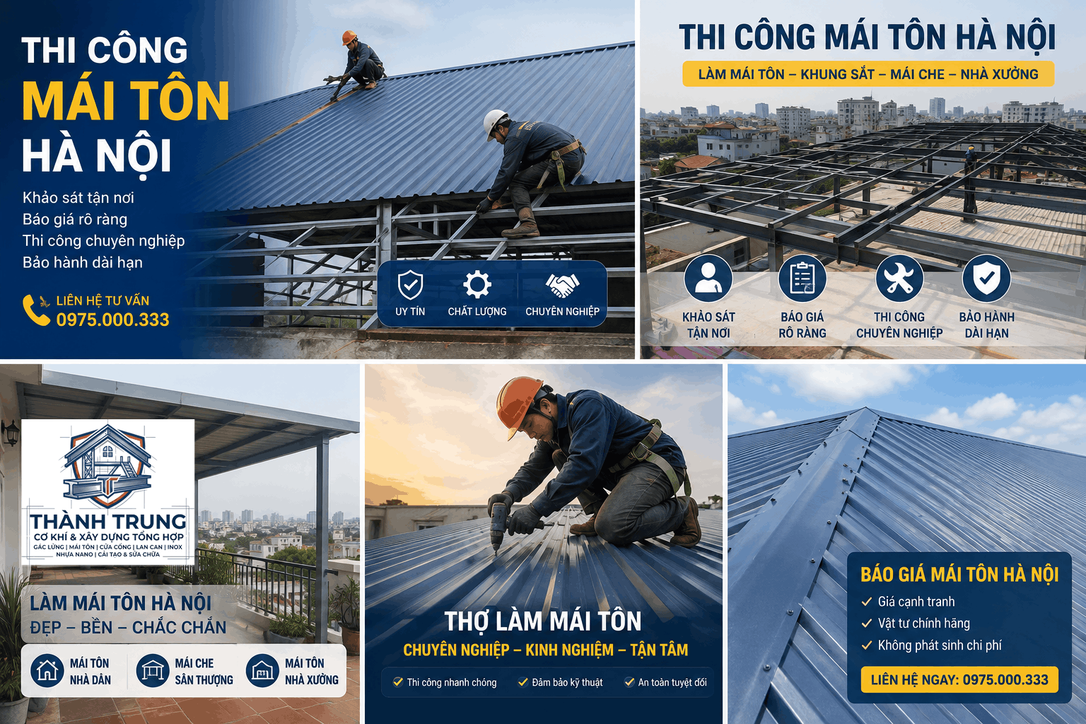 Thi công mái tôn