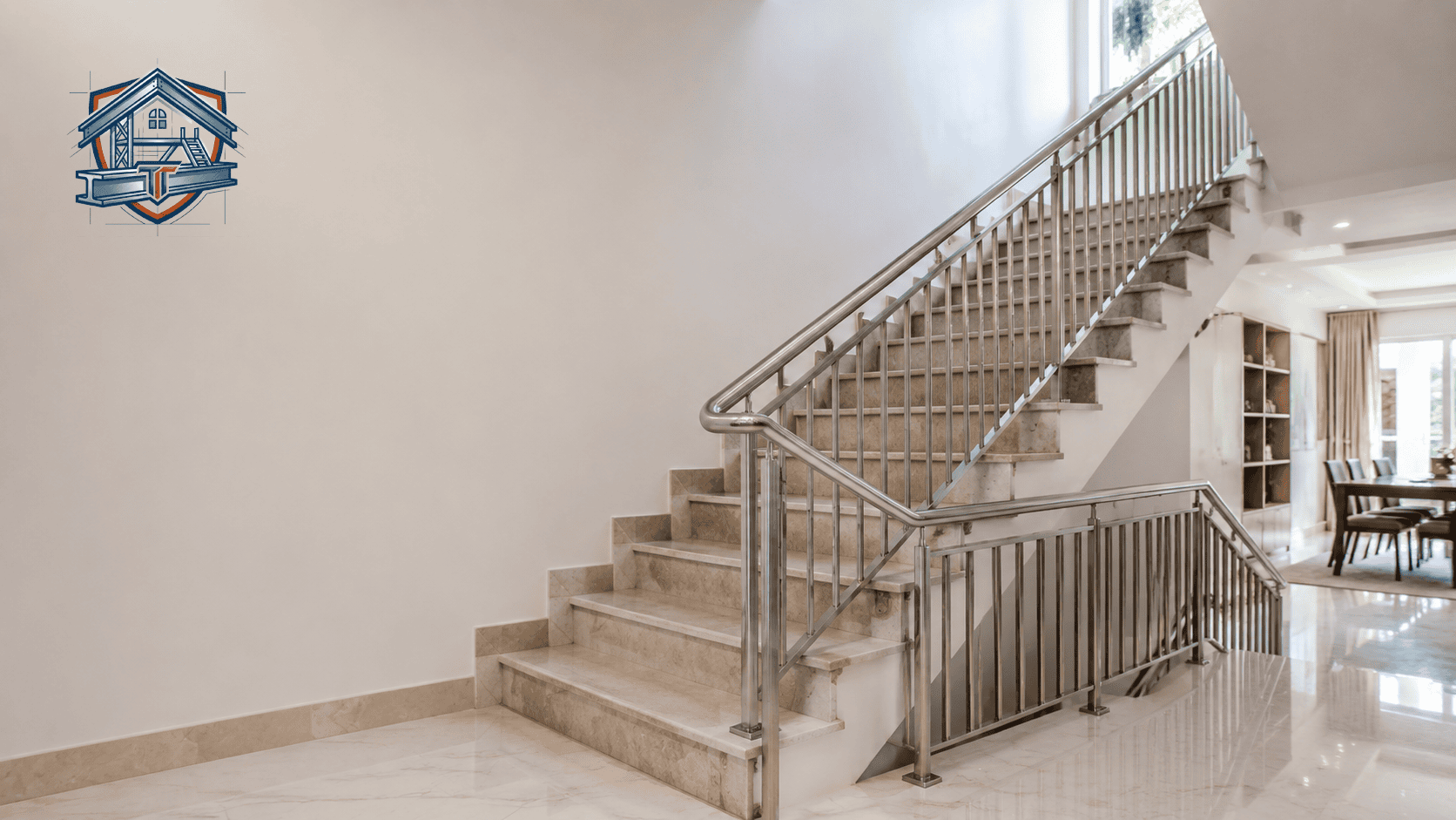 cầu thang kính tay vịn inox
