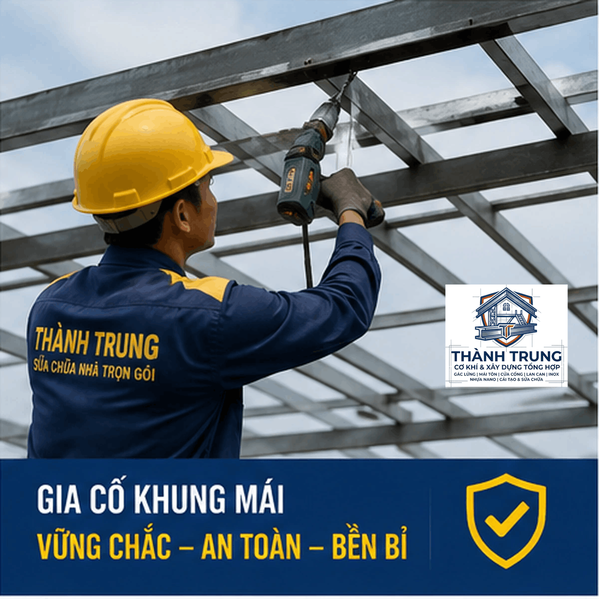 Gia cố khung mái tôn giúp kết cấu chắc chắn hơn