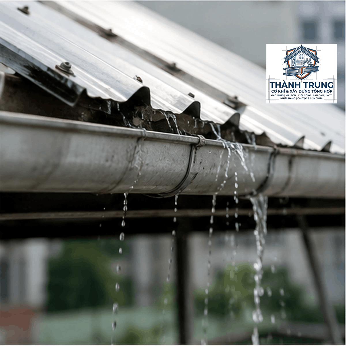 Sửa máng nước mái tôn bị rò rỉ khi trời mưa