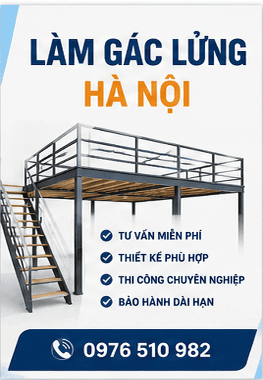Thi công gác lửng khung sắt tại Hà Nội