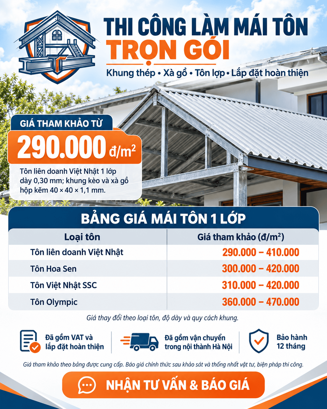 Thi Công Làm Mái Tôn Trọn Gói